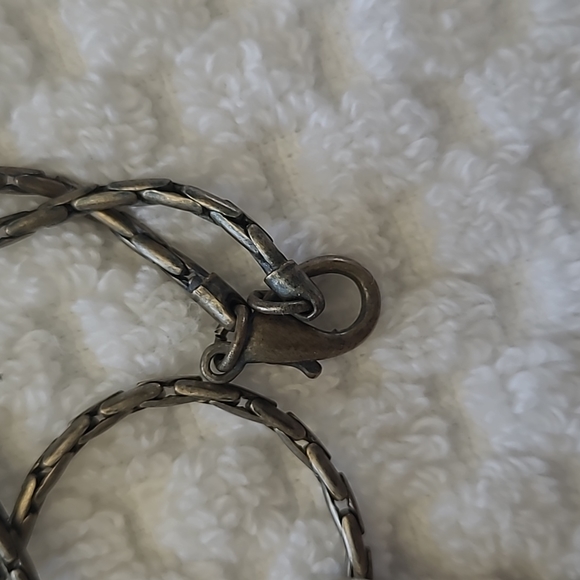 Vintage pewter tone 32 inch necklace with 3 1/2 inch pendant with crystals. - Picture 3 of 3